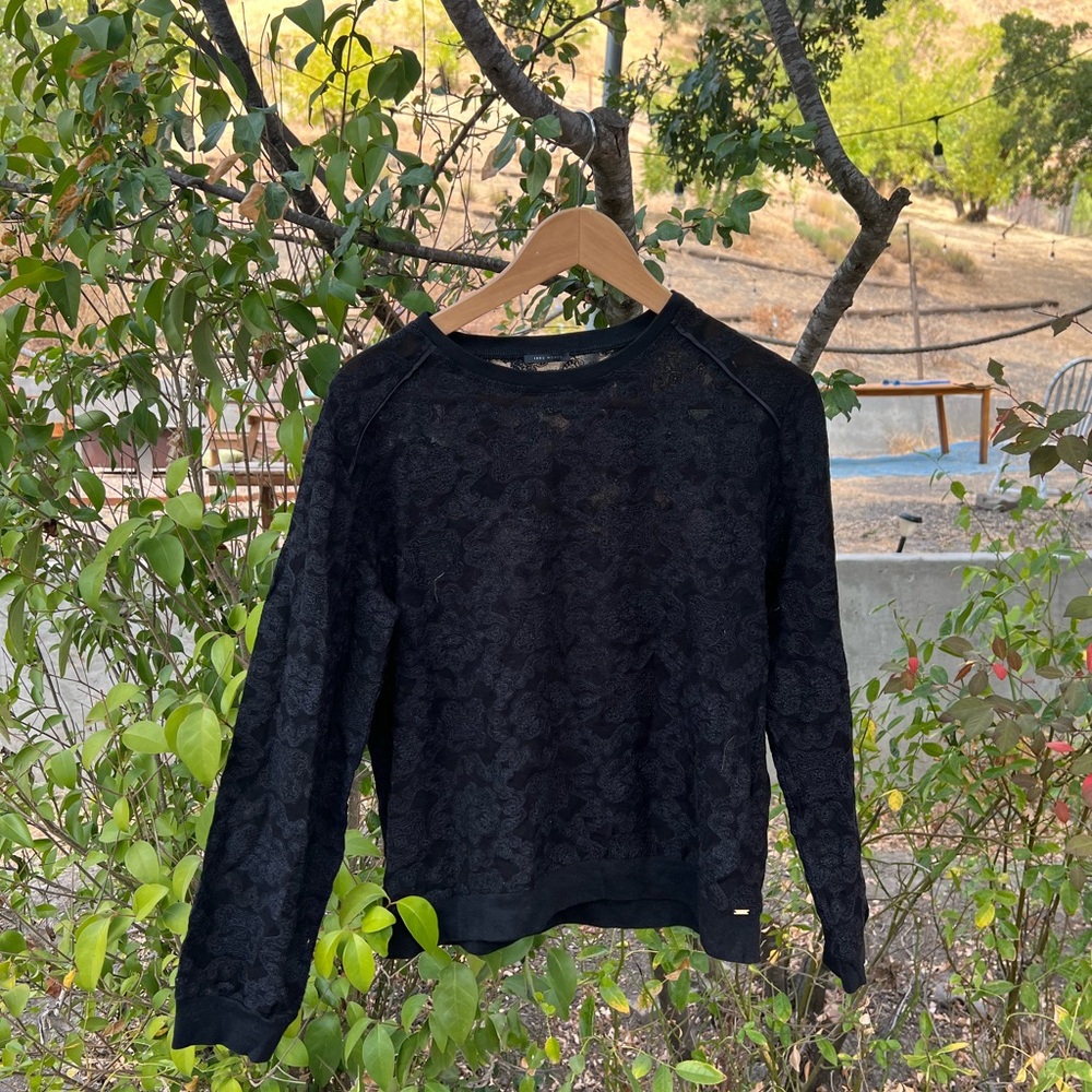 Ikks Black Lace Long Sleeve Top